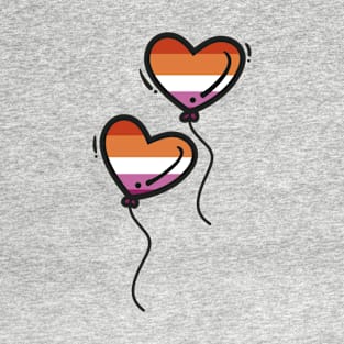 lesbian valentine heart balloons, gift idea for lgbtq+ valentine day, valentine hearts T-Shirt